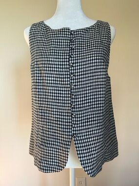 Reformation Addison Linen Remy Check Sleeveless Button-Front Top
